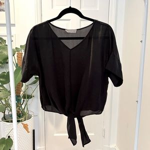 Everlane silk tie-front V-neck top